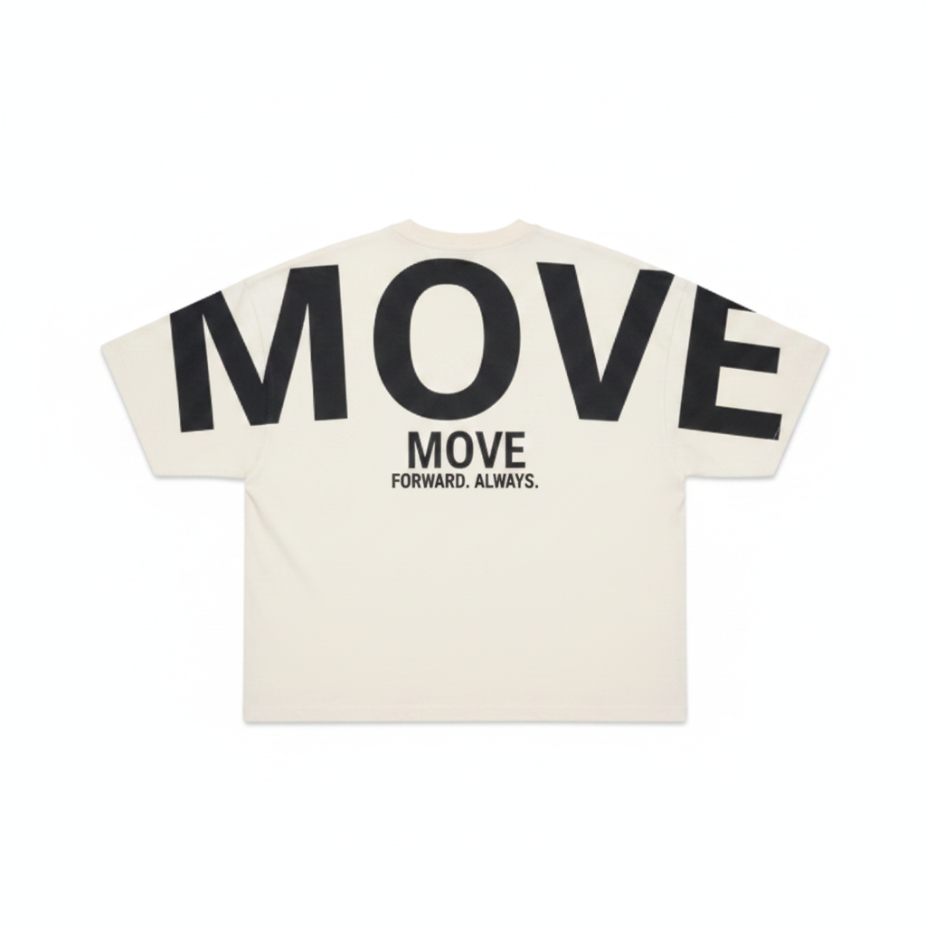 Move Tişört Krem Serif