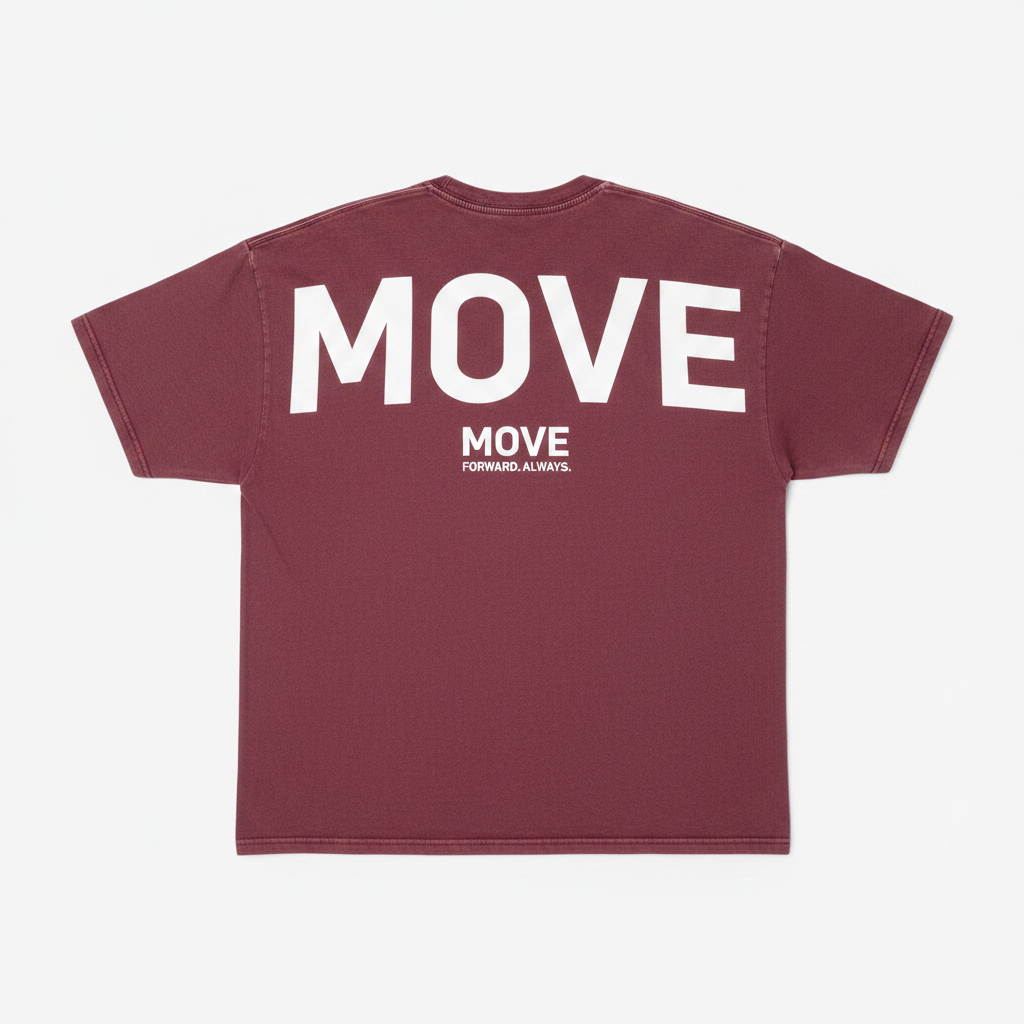 Move Tişört Washed Bordo